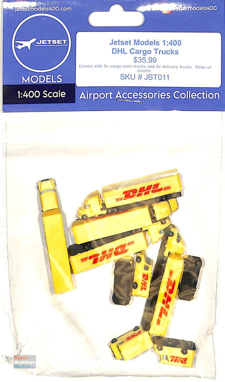 Jetset Models 1:400 Scale DHL Set x5 Semi Trucks + x5 Delivery Trucks