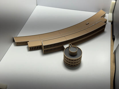 1:400 Scale Airport Support Building (Bent Roofline) | Model Airport Diorama Accessory
