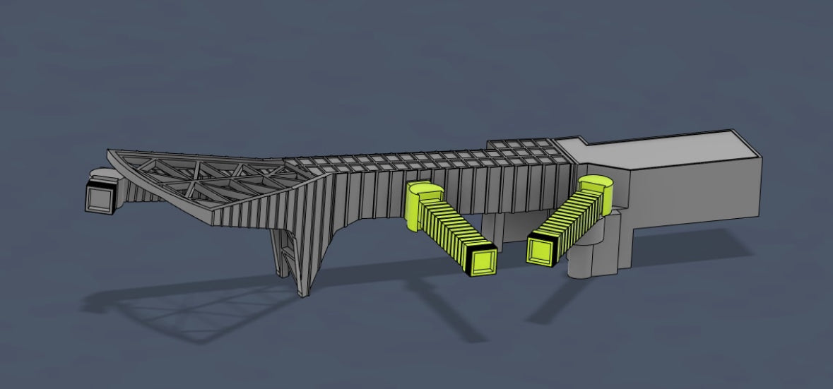 1:400 Scale JFK Overwing Jetbridges Set (x5) | Retro Jet Age Lattice Design | Vintage Terminal Accessory