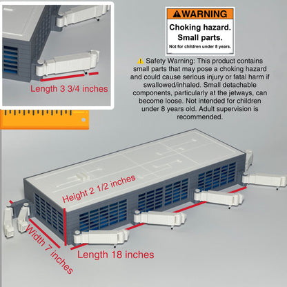 Airport Terminal Playset/Display Model– Fits Daron Planes, Moving Jetways, Removable Roof, Realistic Full Interior, Transparent Windows – Collectible Toy for Kids & Aviation Enthusiasts (18” x 7”)