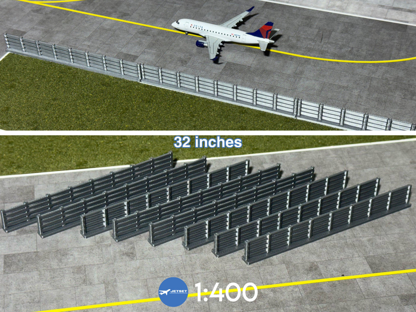 Jetset Models 1:400 Scale Airport Fence- 32 inches or 180 inches BULK - Airport Accessories