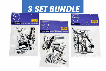 3 Set Bundle: BEST SELLING 1:400 Scale GENERIC GSE DELUXE- more vehicles + improved designs. Jetset Models Airport Accessories