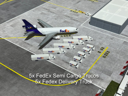 Jetset Models 1:400 Scale FDX Set x5 Semi Trucks + x5 Delivery Trucks