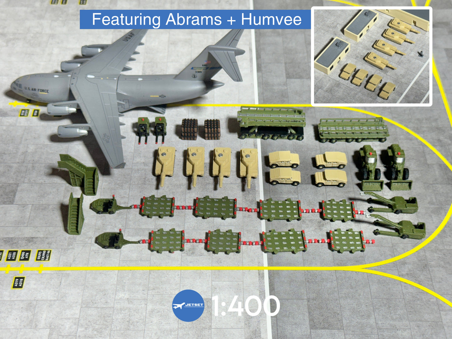 Jetset Models 1:400 Airport Accessories Scale Military GSE with 30 pieces