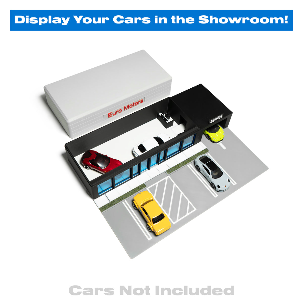 1:64 Scale Diecast Car Dealership Display Case | Compatible with Hot Wheels & Matchbox | Removable Roof