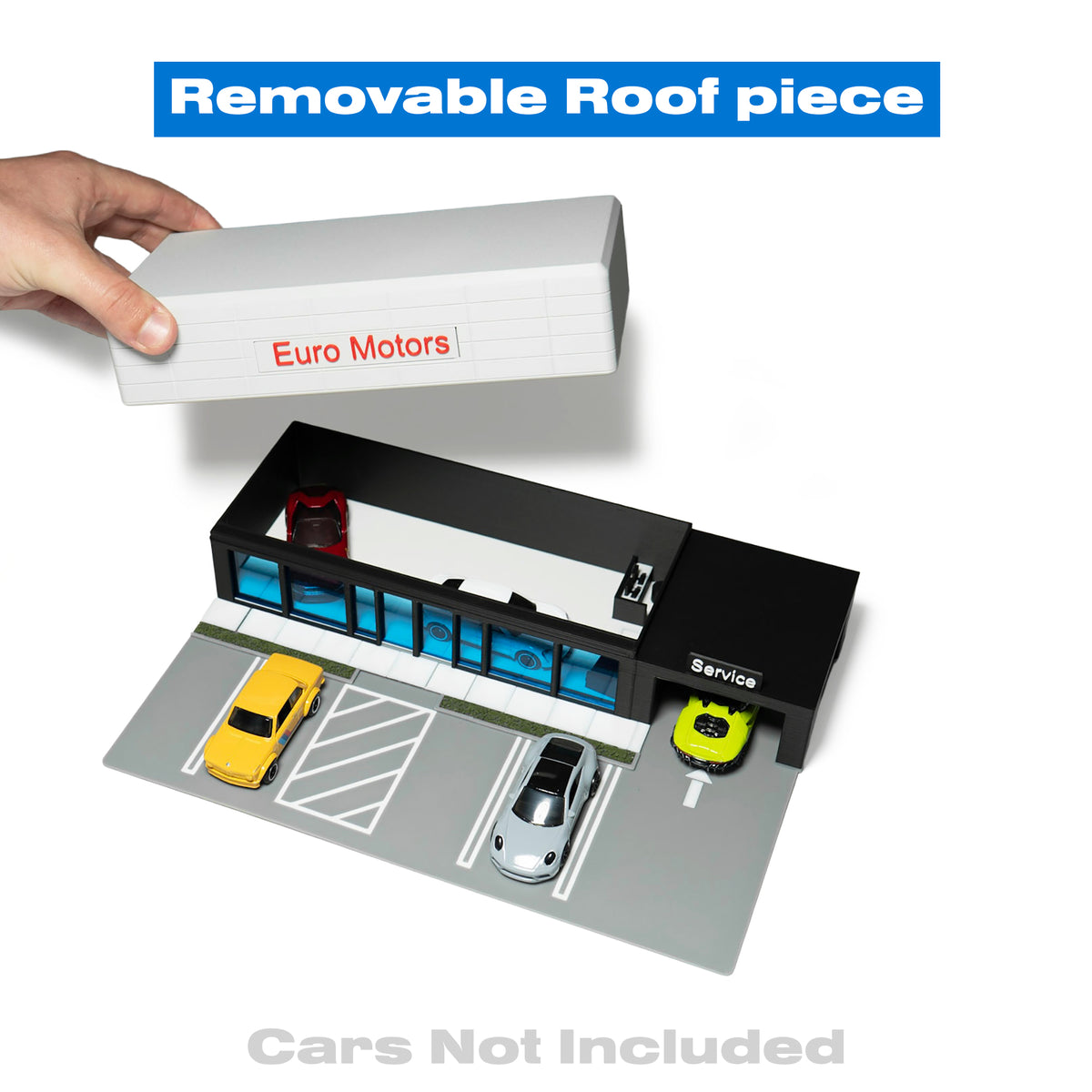 1:64 Scale Diecast Car Dealership Display Case | Compatible with Hot Wheels & Matchbox | Removable Roof