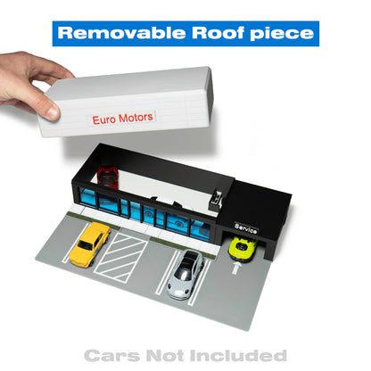 1:64 Scale Diecast Car Dealership Display Case | Compatible with Hot Wheels & Matchbox | Removable Roof